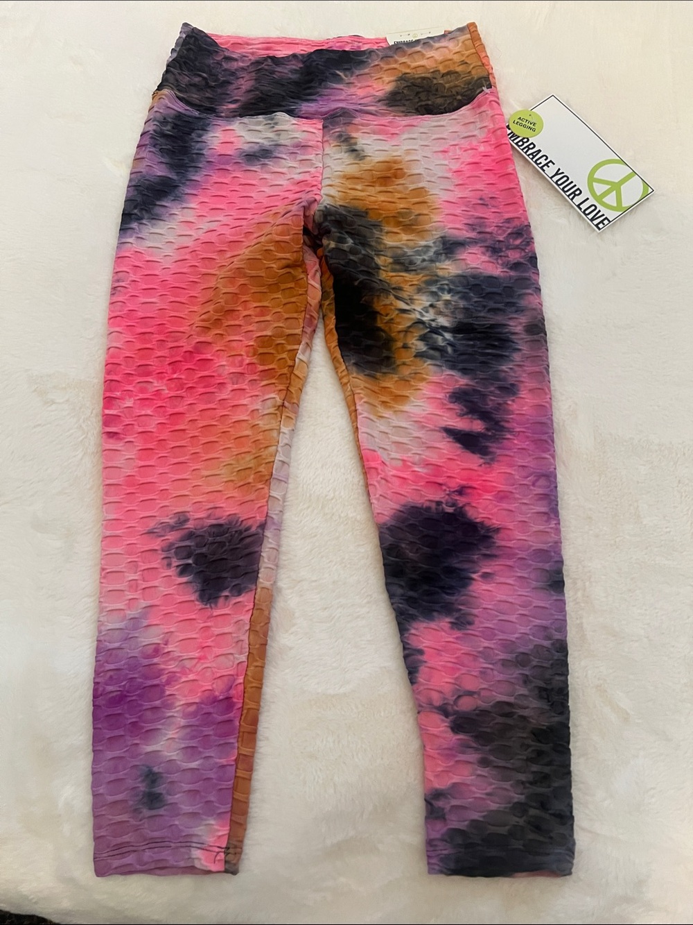 Tie-Dye Textured High-Rise Leggings - Pink Multi
